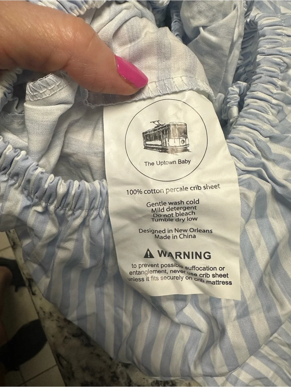 1 NEW The Uptown Baby Blue White Stripe 100% Cotton Percale Crib Sheet coastal